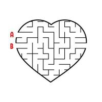 Labyrinth in the shape of a heart. Game for kids. Puzzle for children. Find the right way. Maze conundrum. Flat vector illustration isolated on white background.