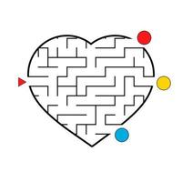 Labyrinth in the shape of a heart. Game for kids. Puzzle for children. Find the right way. Maze conundrum. Flat vector illustration isolated on white background.