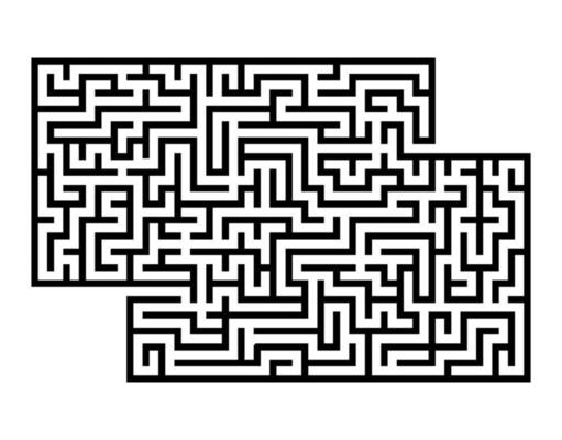 Abstract rectangular maze. Game for kids. Puzzle for children. Labyrinth conundrum. Flat vector illustration isolated on white background. With place for your image.