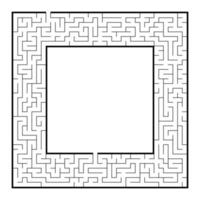 Difficult square labyrinth frame. Game for kids and adults. Puzzle for children. One entrance, one exit. Labyrinth conundrum. Flat vector illustration. With place for your image.