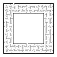 Difficult square labyrinth frame. Game for kids and adults. Puzzle for children. One entrance, one exit. Labyrinth conundrum. Flat vector illustration. With place for your image.