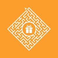 Color diamond shaped labyrinth. Game for kids. Puzzle for children. Find the right path to the gift. Labyrinth conundrum. Flat vector illustration isolated on color background.