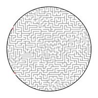 Difficult round labyrinth. Game for kids and adults. Puzzle for children. Labyrinth conundrum. Flat vector illustration isolated on white background.