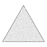 Difficult triangular labyrinth. Game for kids and adults. Puzzle for children. One entrance, one exit. Labyrinth conundrum. Flat vector illustration isolated on white background.