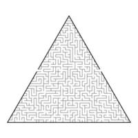 Difficult triangular labyrinth. Game for kids and adults. Puzzle for children. One entrance, one exit. Labyrinth conundrum. Flat vector illustration isolated on white background.