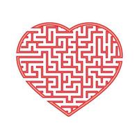 Color heart shaped labyrinth. Game for kids and adults. Find the right path. Puzzle for children. Labyrinth conundrum. Flat vector illustration isolated on white background.