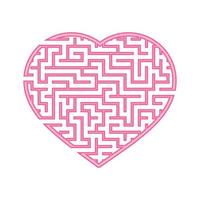 Color heart shaped labyrinth. Game for kids and adults. Find the right path. Puzzle for children. Labyrinth conundrum. Flat vector illustration isolated on white background.