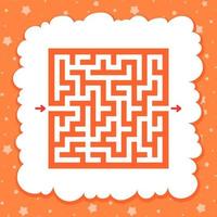 Color square maze. Game for kids. Puzzle for children. One entrance, one exit. Labyrinth conundrum. Flat vector illustration isolated on fairy background.