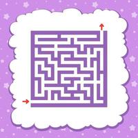 Color square maze. Game for kids. Puzzle for children. One entrance, one exit. Labyrinth conundrum. Flat vector illustration isolated on fairy background.