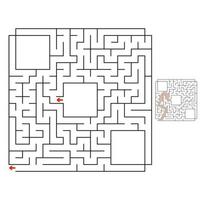 Abstract square maze. Game for kids. Puzzle for children. Labyrinth conundrum. Flat vector illustration isolated on white background. With answer. With place for your image.