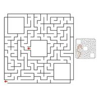 Abstract square maze. Game for kids. Puzzle for children. Labyrinth conundrum. Flat vector illustration isolated on white background. With answer. With place for your image.