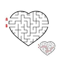 Labyrinth in the shape of a heart. Game for kids. Puzzle for children. Find the right way. Maze conundrum. Flat vector illustration isolated on white background.