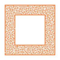 Sophisticated color square maze frame. Game for kids and adults. Puzzle for children. One entrance, one exit. Labyrinth conundrum. Flat vector illustration. With place for your image.