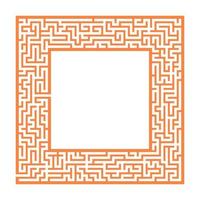 Sophisticated color square maze frame. Game for kids and adults. Puzzle for children. One entrance, one exit. Labyrinth conundrum. Flat vector illustration. With place for your image.