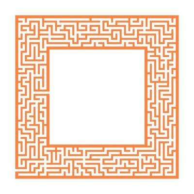 Sophisticated color square maze frame. Game for kids and adults. Puzzle for children. One entrance, one exit. Labyrinth conundrum. Flat vector illustration. With place for your image.