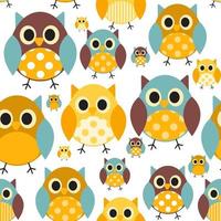 Owl Seamless Pattern Background Vector Illustration