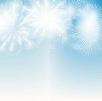Vector Illustration of Fireworks, Salute on a Blue Sky Background
