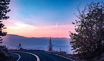 road through yosemite national park early morning photo