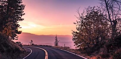 road through yosemite national park early morning photo