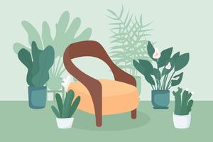 Indoor garden flat color vector illustration