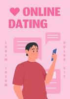 Online dating poster flat vector template