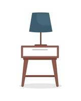 Bedside table with lamp semi flat color vector object
