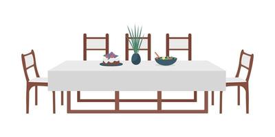 Dining table for family semi flat color vector object