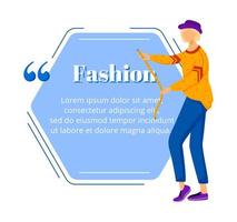 Fashion designer flat color vector character quote. Individual tailoring. Successful females. Haute couture atelier. Citation blank frame template. Speech bubble. Quotation empty text box design