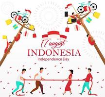 Indonesia Independence Day social media post mockup. National celebration. Advertising web banner design template. Social media booster, content layout. Promotion poster, print ads, flat illustrations vector