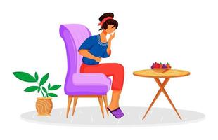 Food poisoning flat color vector faceless character. Woman suffering abdominal pain. Person with stomach ache. Female with menstruation cramps. Symptom of disease isolated cartoon illustration