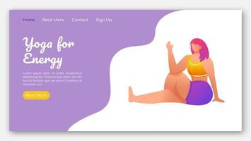 Yoga for energy landing page vector template. Active and healthy lifestyle. Bodypositive website interface idea with flat illustrations. Homepage layout, web banner, webpage cartoon concept