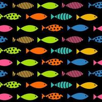 Ilustración de vector de fondo de patrones sin fisuras de peces múltiples