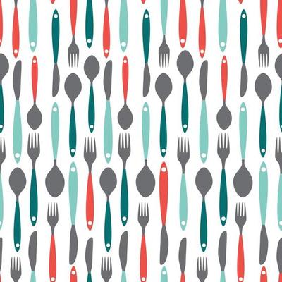 Seamless Pattern with Forks, Spoons end Knifes. Vector Illustration