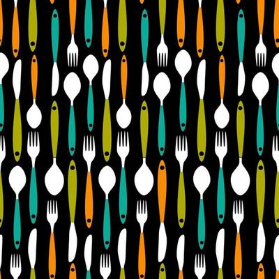 Seamless Pattern with Forks, Spoons end Knifes. Vector Illustration