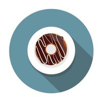 Donut Flat Icon with Long Shadow, Vector Illustration