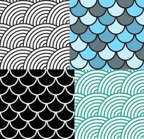 Seamless Fish Scale Pattern Set Vector Illustration