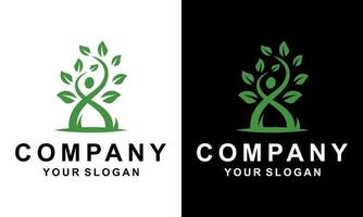 Ilustration vector graphic of  Green Leaf Tree People Logo Vector Template