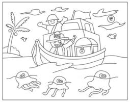 cartoon illustration for kids education coloring book theme sea and water vector