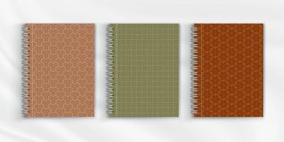 Set of geometric pattern notebook cover background design vector