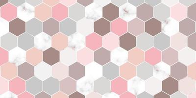 Abstract geometric seamless hexagon pattern pastel color with marble texture elegant background vector