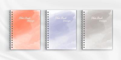 Set of watercolor notebook cover background design vector