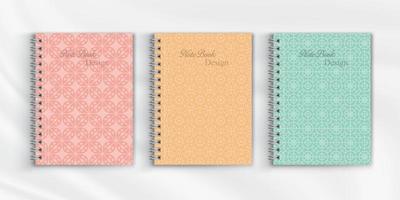 Set of geometric pattern notebook cover background design vector
