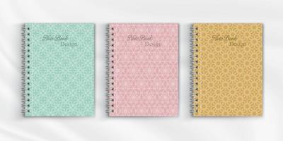 Set of geometric pattern notebook cover background design vector