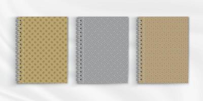 Set of geometric pattern notebook cover background design vector