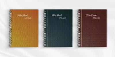 Set of geometric pattern notebook cover background design vector