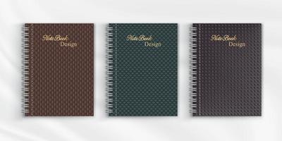 Set of geometric pattern notebook cover background design vector