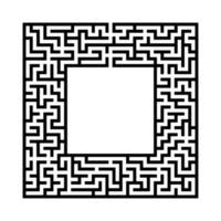 Black abstract square maze with a place for your image. An interesting and useful game for kids. A simple flat vector illustration isolated on a white background.