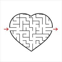 Abstract heart shaped labyrinth. Game for kids. Puzzle for children. One entrances, one exit. Maze conundrum. Simple flat vector illustration isolated on white background.