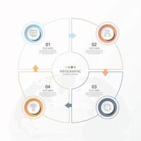 Basic circle infographic template with 4 steps, process or options, process chart, Used for process diagram, presentations, workflow layout, flow chart, infograph. Vector eps10 illustration.