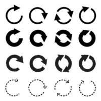 Set of 16 circle arrow style vector